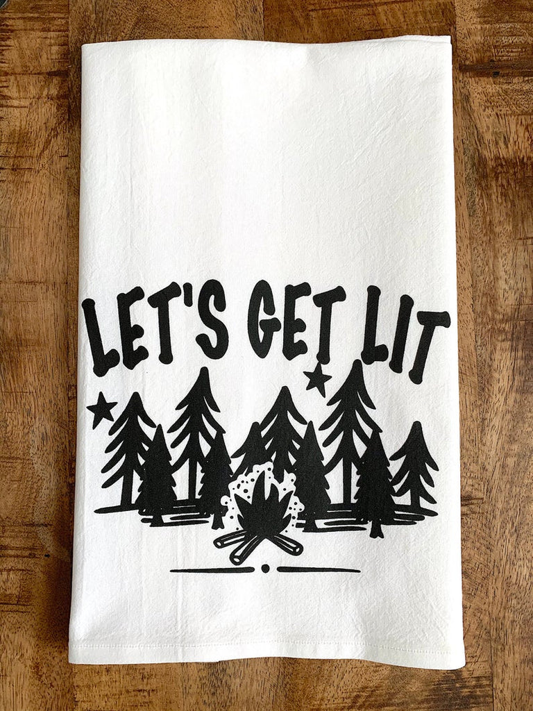 Let's Get Lit Camping Tea Towel