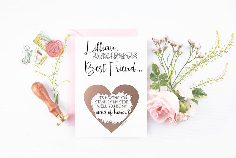Maid of honor proposal card for best friend