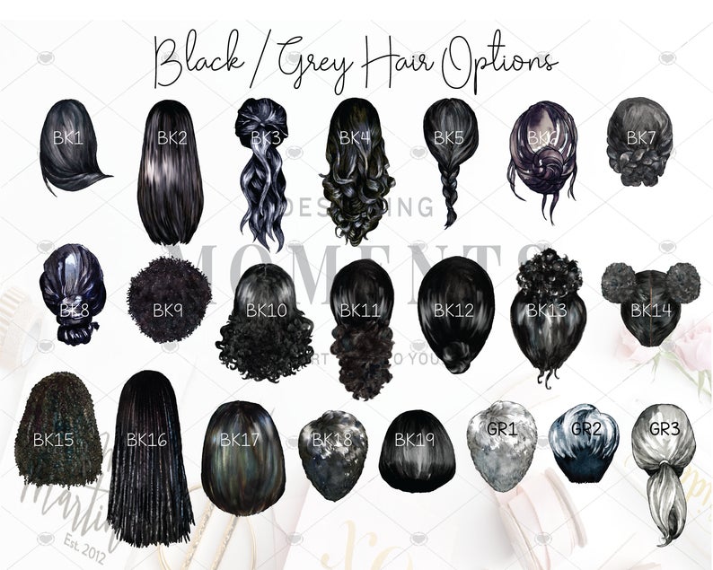 black grey hair options custom portraits