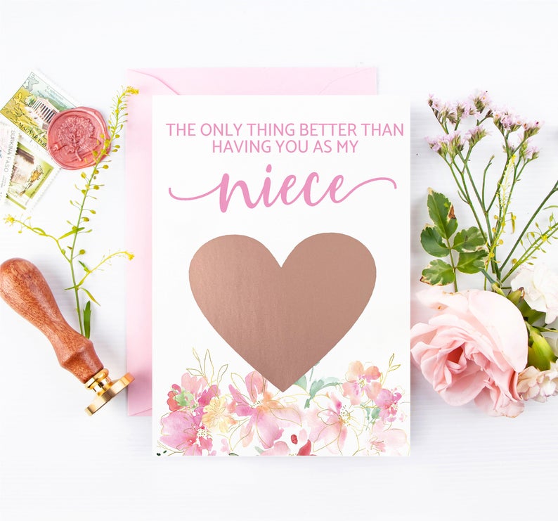 Rose gold scratch off with beautiful watercolor florals