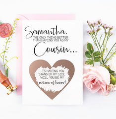 Will you be my matron of honor cousin scratch off card