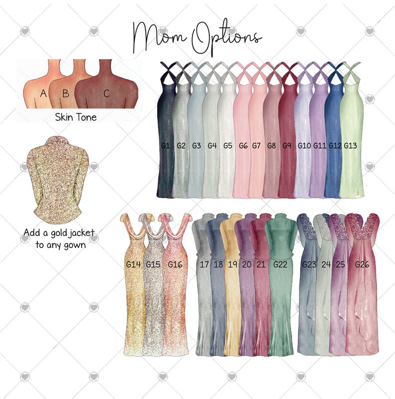 Mom mother of the bride dress and body customization options