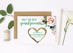 Emerald and dusty rose pregnancy announcement card