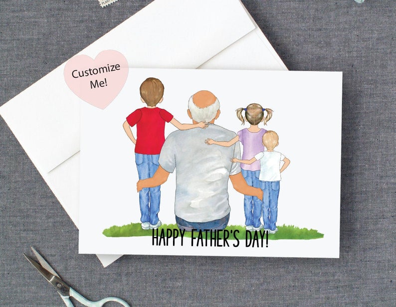 Personalized Father's Day Card from Three Kids for Grandpa