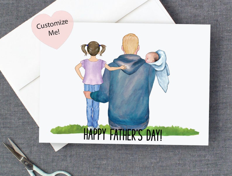 fathers day custom card from two kids