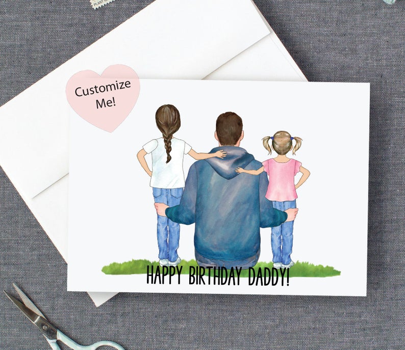Happy Birthday Dad! Custom Birthday Card from Child and Baby