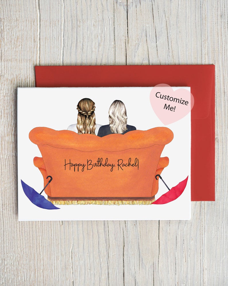 Custom Friends Couch Birthday Card for Mom/Bestie