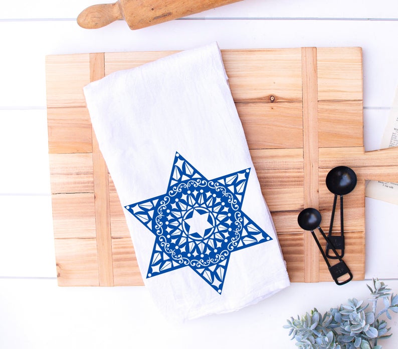 jewish star of david kitchen tea towel shabbat gift
