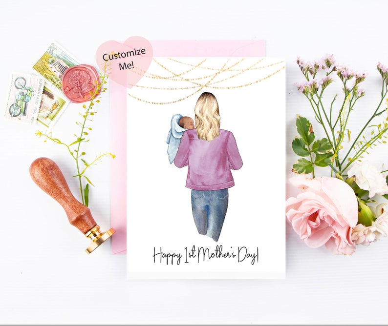 Personalized First Mother's Day Card with Twins