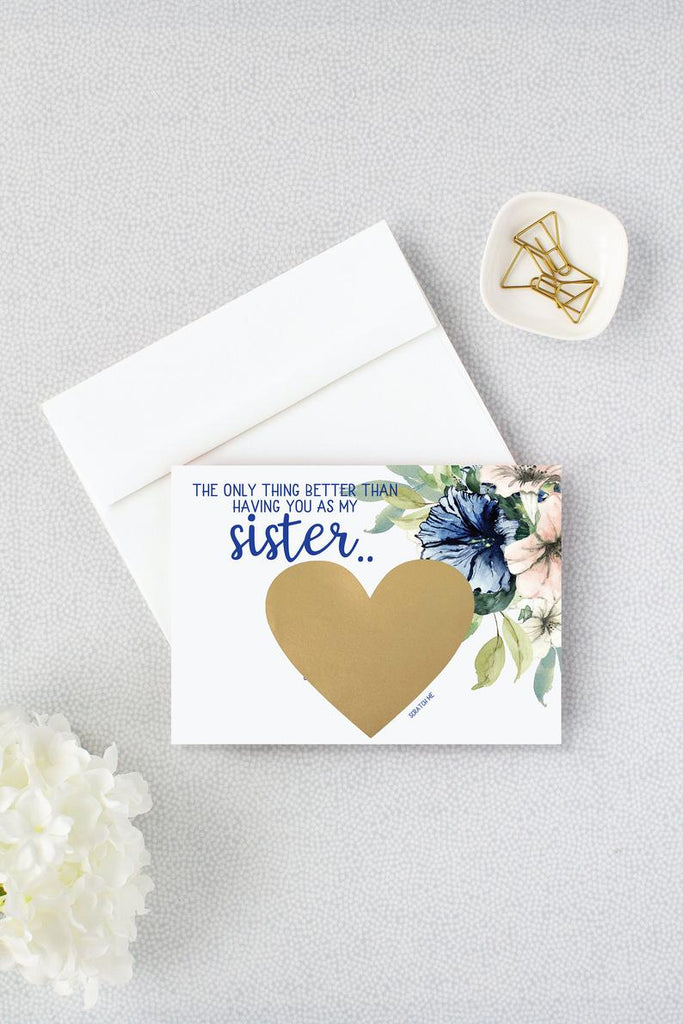 Floral Bridesmaid Scratch Off Proposal for Sister