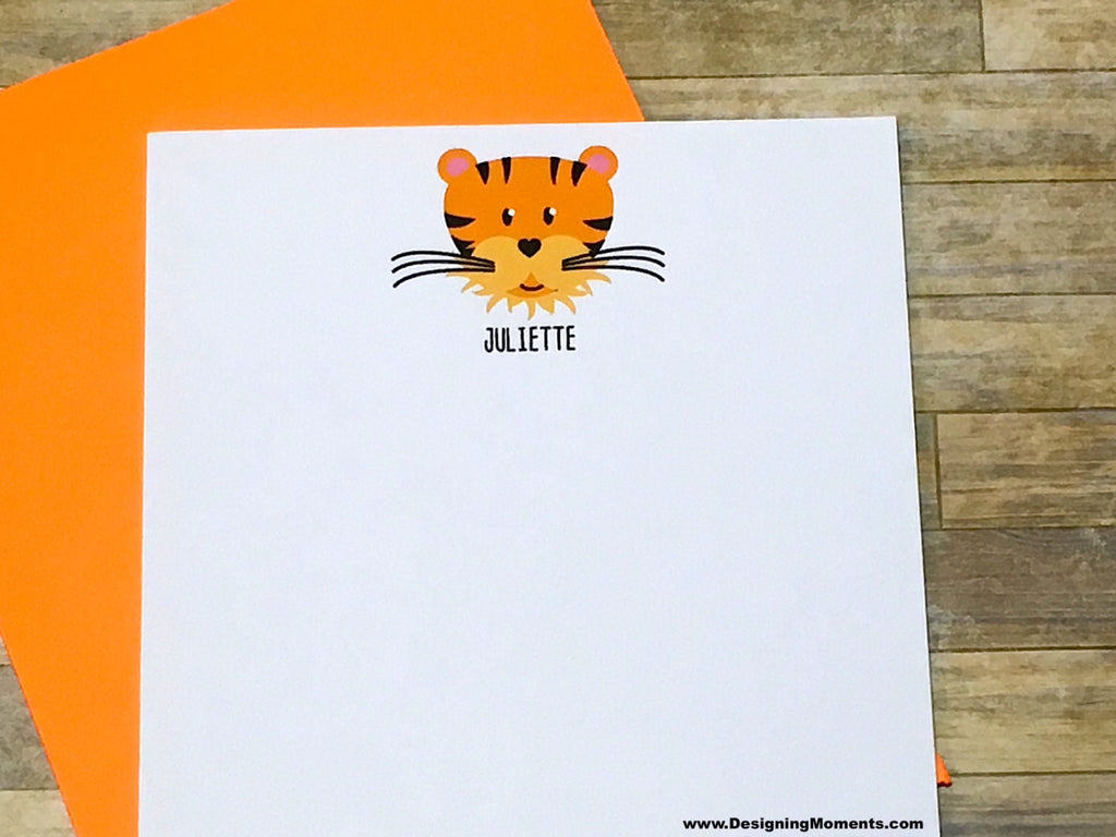 Childrens Tiger Stationery Personalized Note Cards