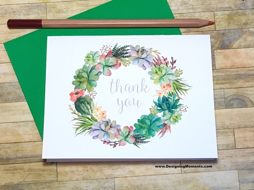 Succulent Wreath Thank You Cards