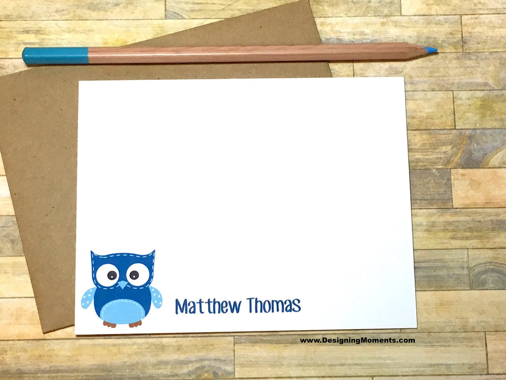 Blue Owl Personalized Note Cards