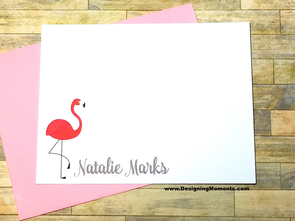 Pink Flamingo Personalized Note Cards