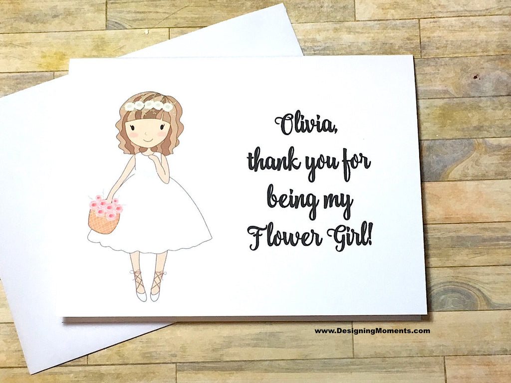 Flower Girl Thank You Card with Personalized Name