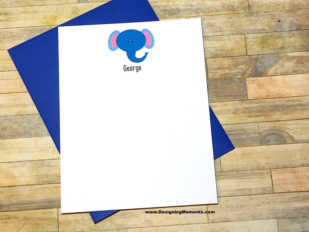 Blue Elephant Personalized Flat Cards
