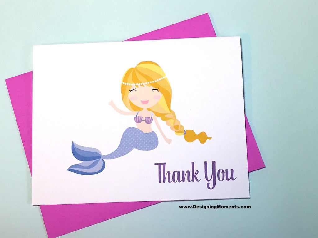 Purple Mermaid Tail Thank You Cards