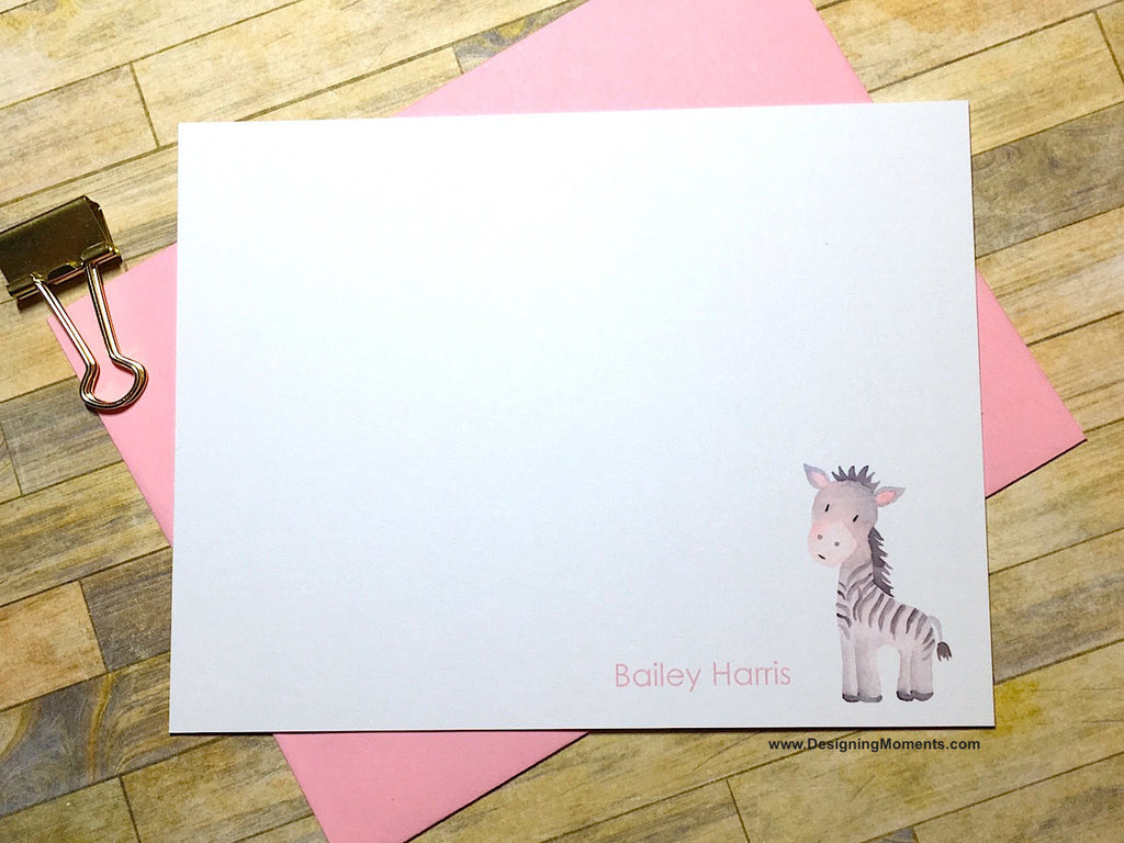 Zebra Watercolor Personalized Flat Cards