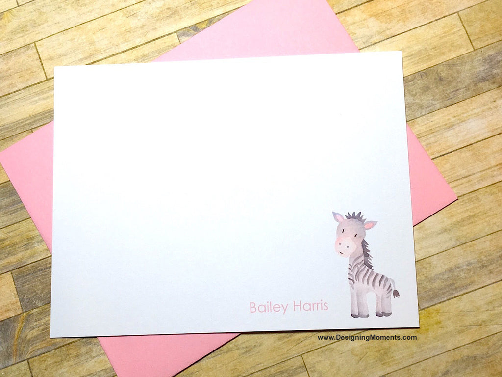 Zebra Watercolor Personalized Flat Cards
