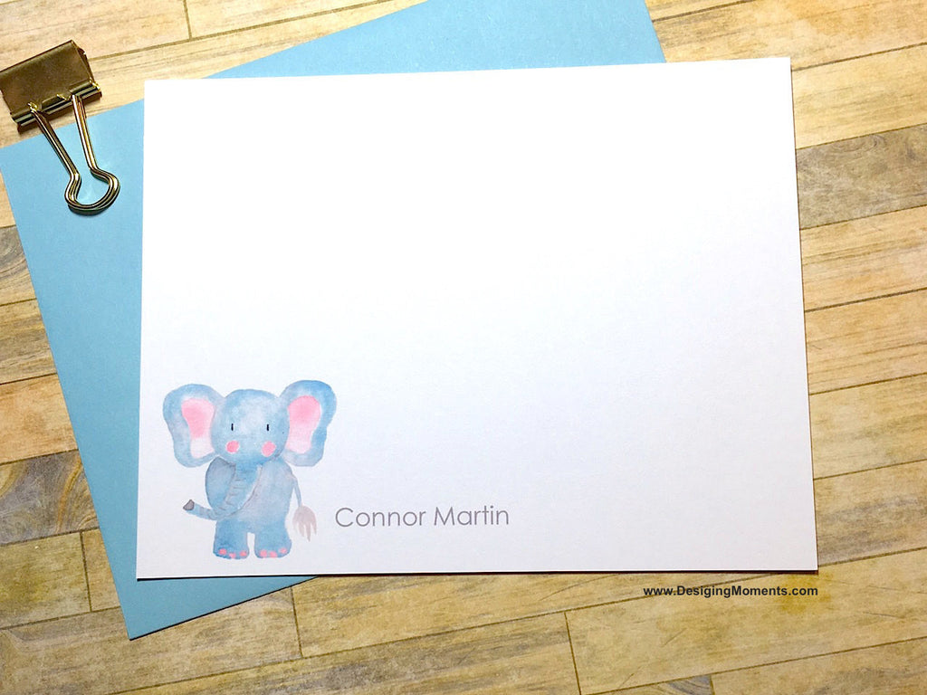 Watercolor Elephant Personalized Cards