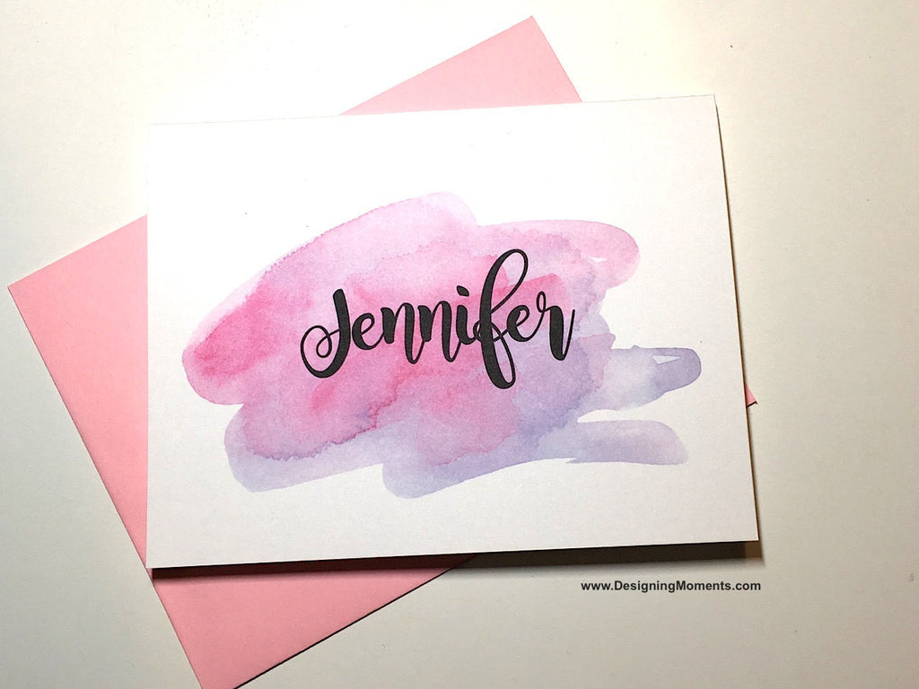 Watercolor Brush Calligraphy Personalized Note Cards