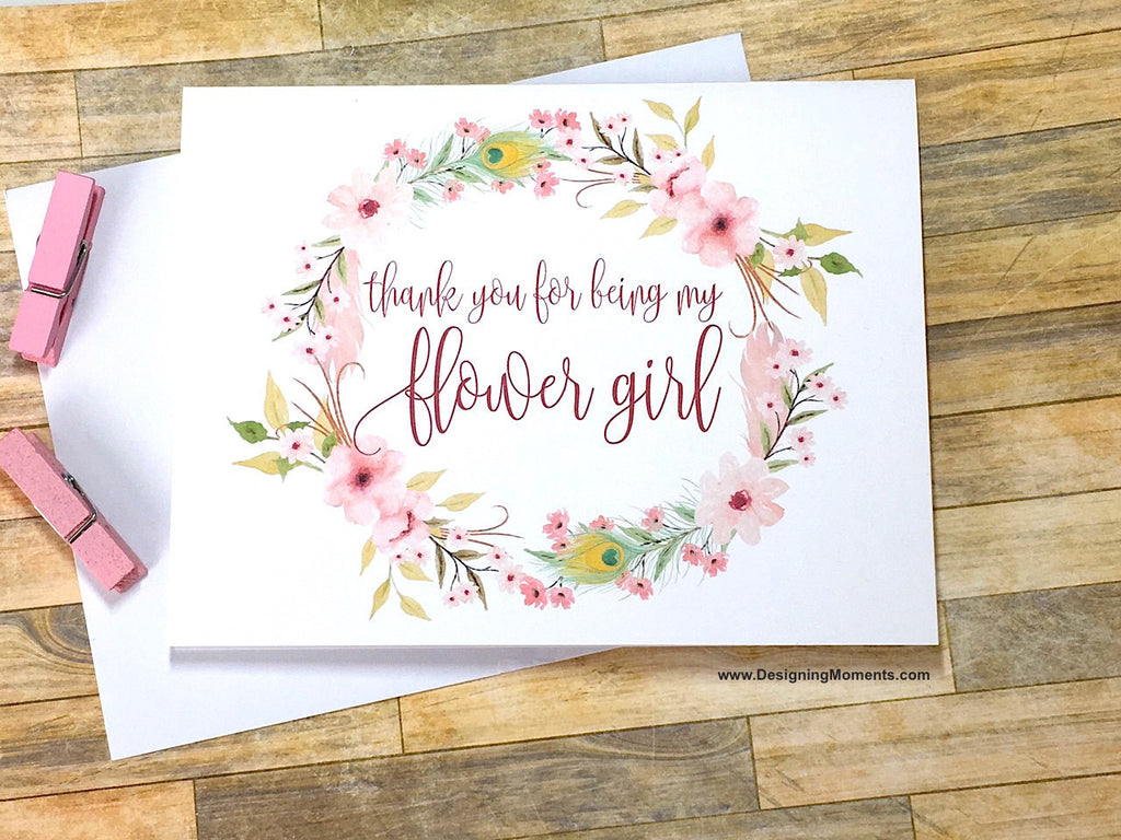 Boho Thank You for Being My Flower Girl Card