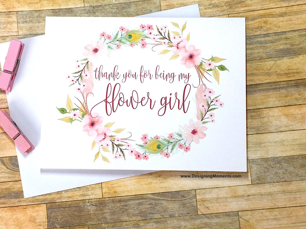 Boho Thank You for Being My Flower Girl Card