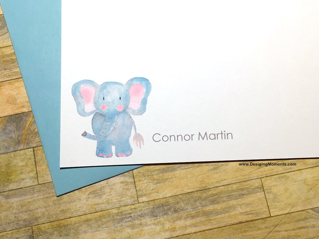 Watercolor Elephant Personalized Cards