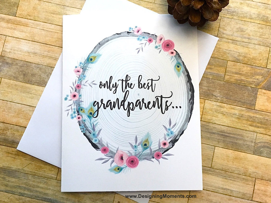 Pink Rustic Grandparents Get Promoted to Great Grandparents Card