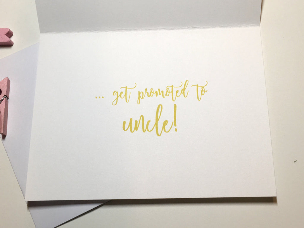 New Uncle Baby Announcement Gold and Pink
