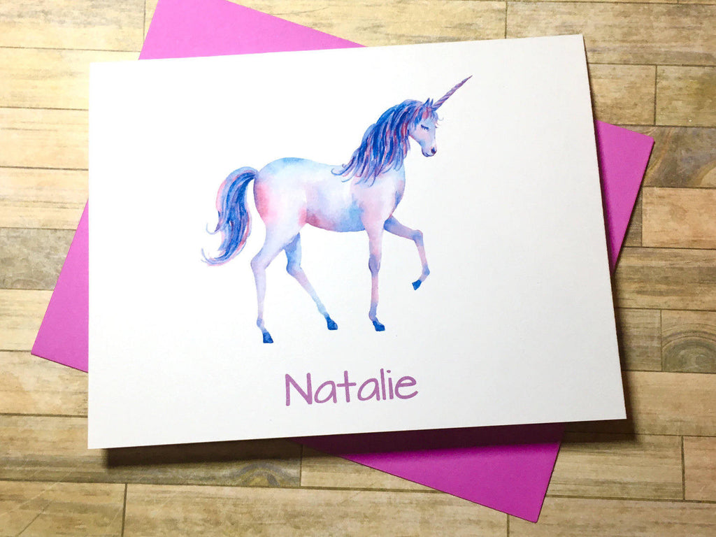 Personalized Unicorn Note Cards