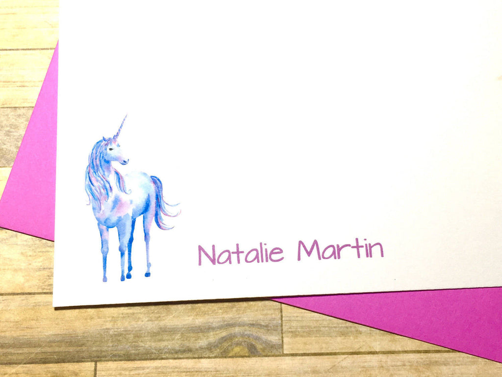 Personalized Unicorn Flat Cards