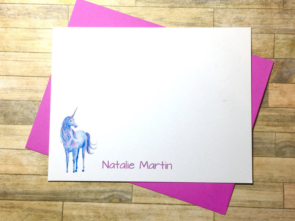 Personalized Unicorn Flat Cards