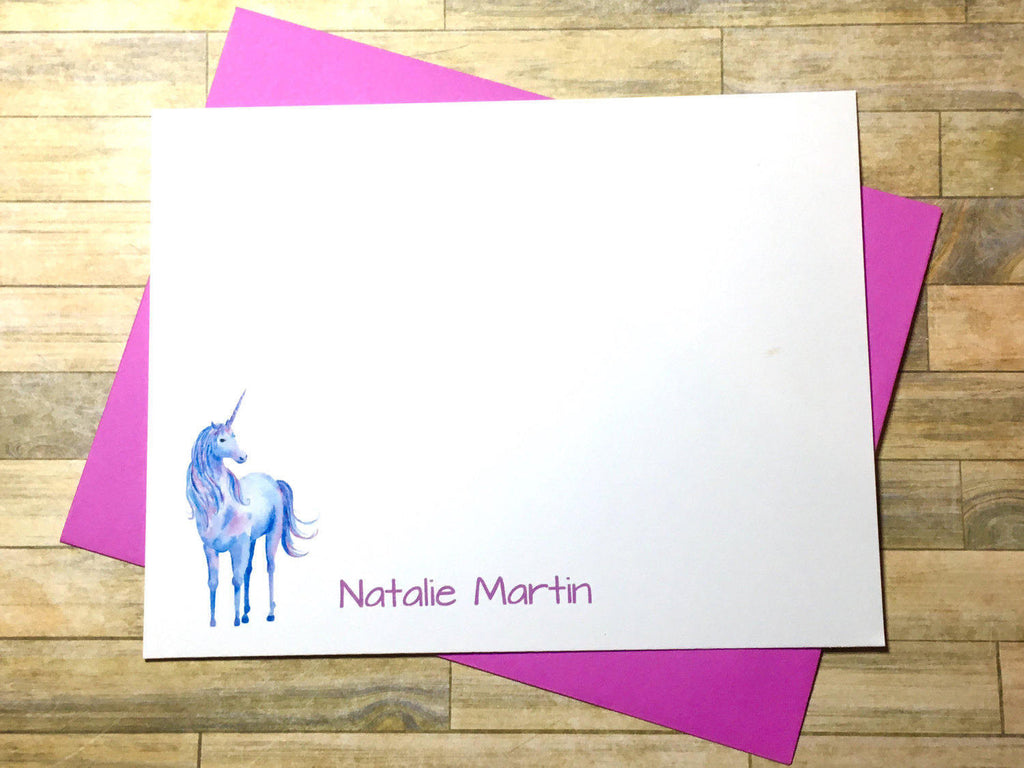 Personalized Unicorn Flat Cards