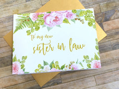 Sister in Law Card on Wedding Day