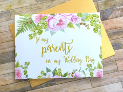To My Parents on My Wedding Day Gold and Pink