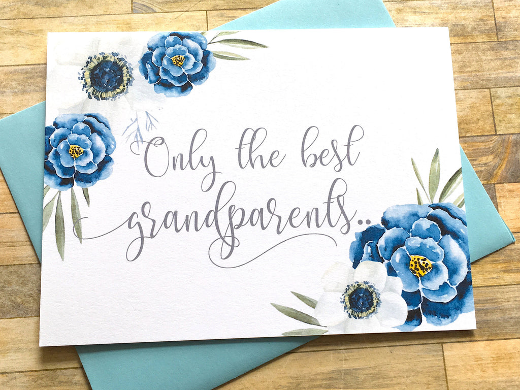 Grandparents Baby Announcement Card Navy and White