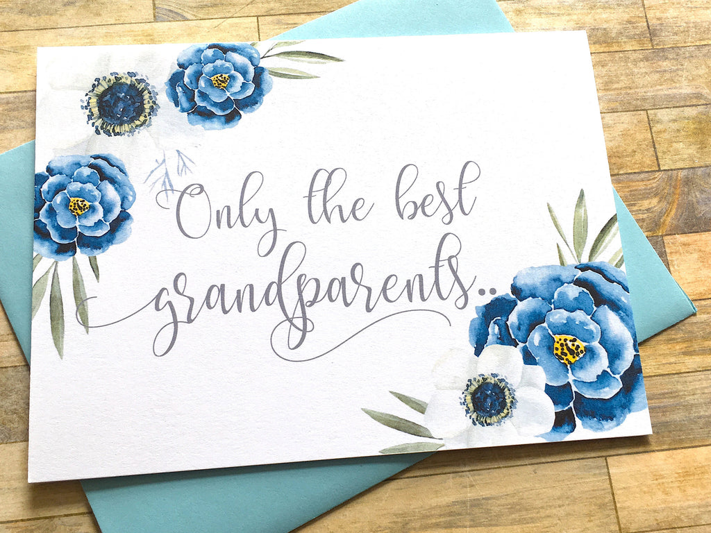 Grandparents Baby Announcement Card Navy and White