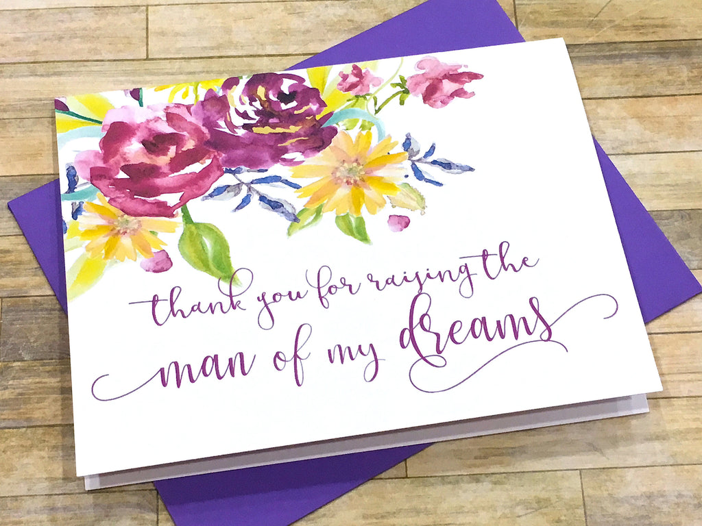 Thank You for Raising the Man / Woman of My Dreams Purple Florals