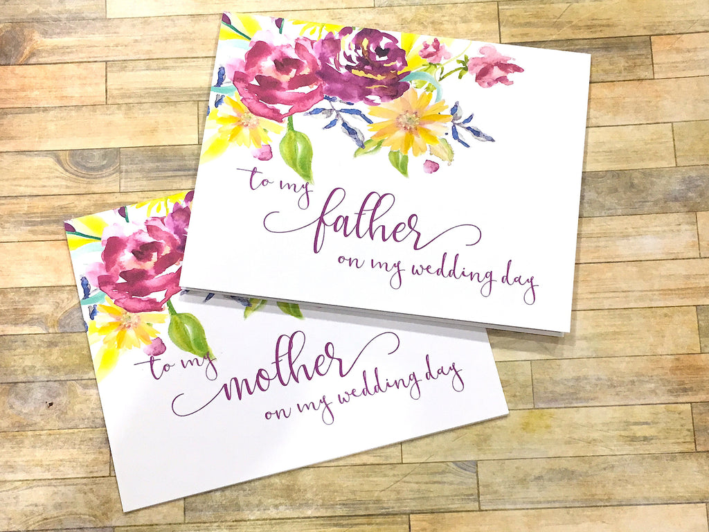 Mother / Father on My Wedding Day Cards Purple