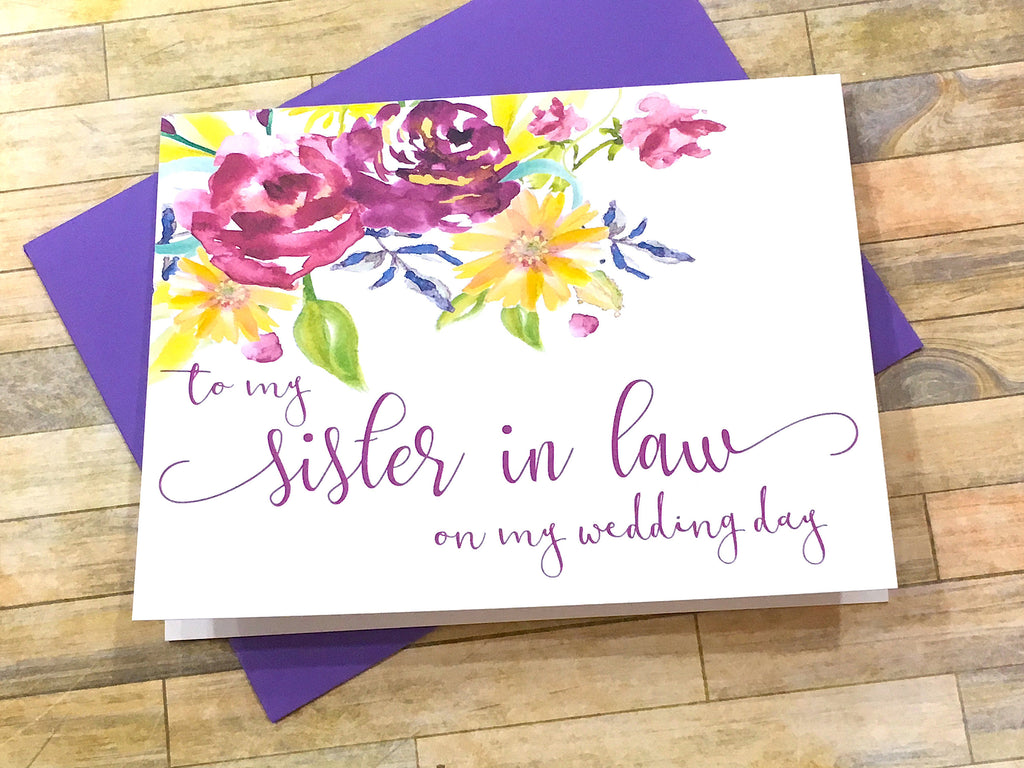 To My Sister in Law on My Wedding Day Card Purple