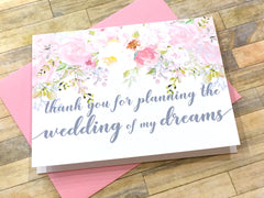 Wedding Planner Thank You Card Pink and Grey