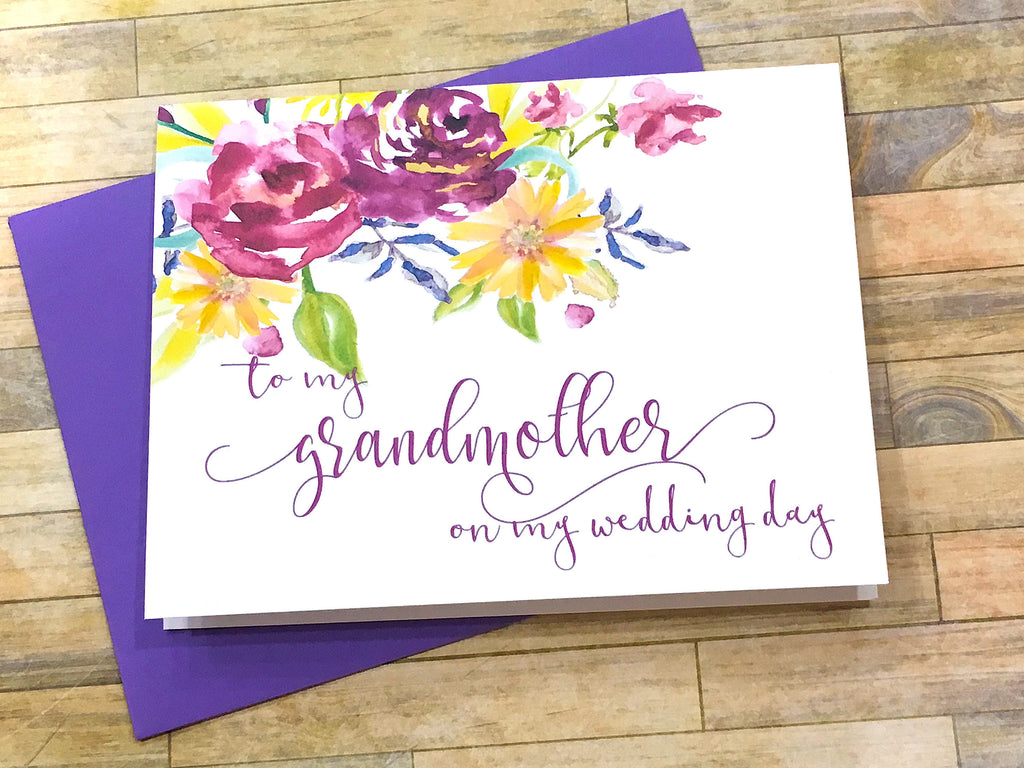 Script Grandparents on My Wedding Day Card Purple