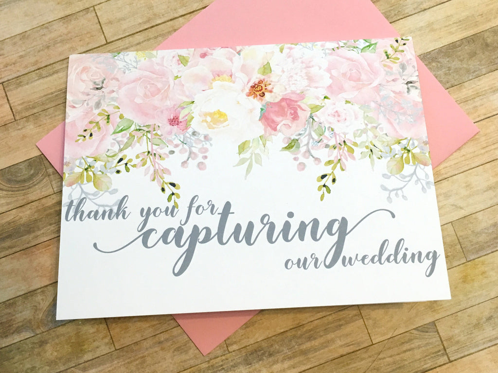 Photographer Thank You Card Pink and Grey