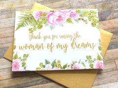 Gold and Pink Card for In Laws on Wedding Day