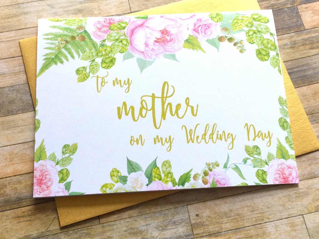 Pink Gold To My Mother on My Wedding Day Card
