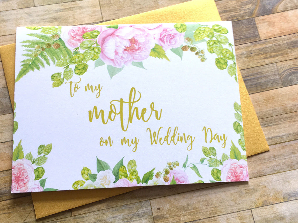 Pink Gold To My Mother on My Wedding Day Card