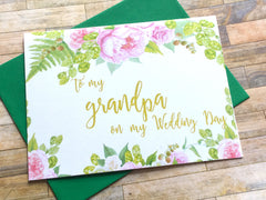 Gold Pink Grandpa Wedding Day Card