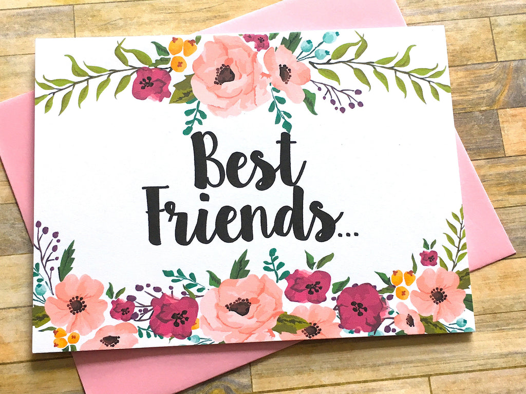 Floral Best Friends Get Promoted to Auntie Pregnancy Announcement Card