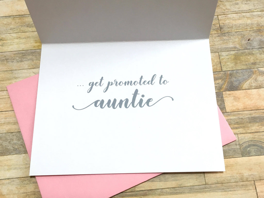 Best Friends Get Promoted to Auntie card Pink and Grey
